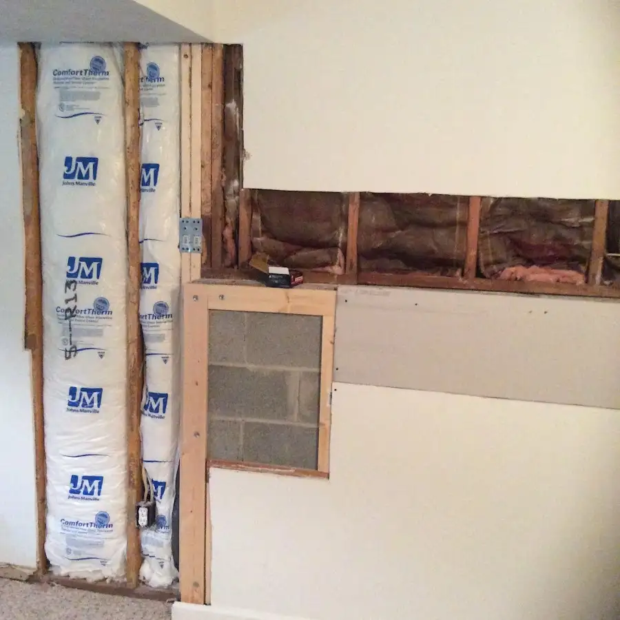 Wall insulation replacement during Basement Flood Cleanup in Steelton